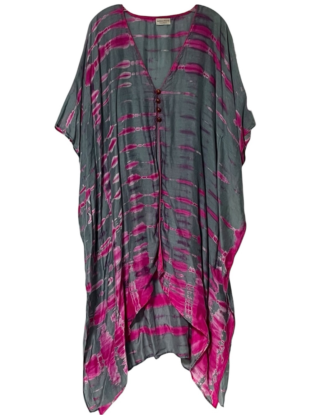 Namrata Weaves lightweight washed silk tie-dye button-front detailing kaftan